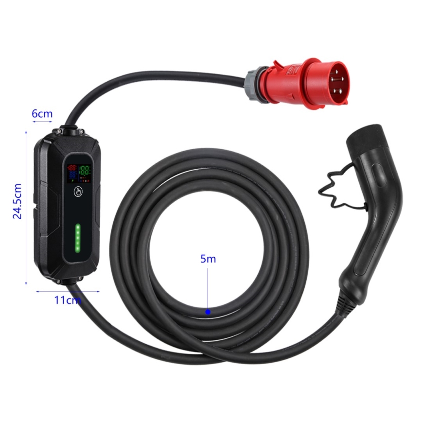 Immax - EV resladdstation för elbilar AC Typ 2 32A/380V 22kW 5m + fodral