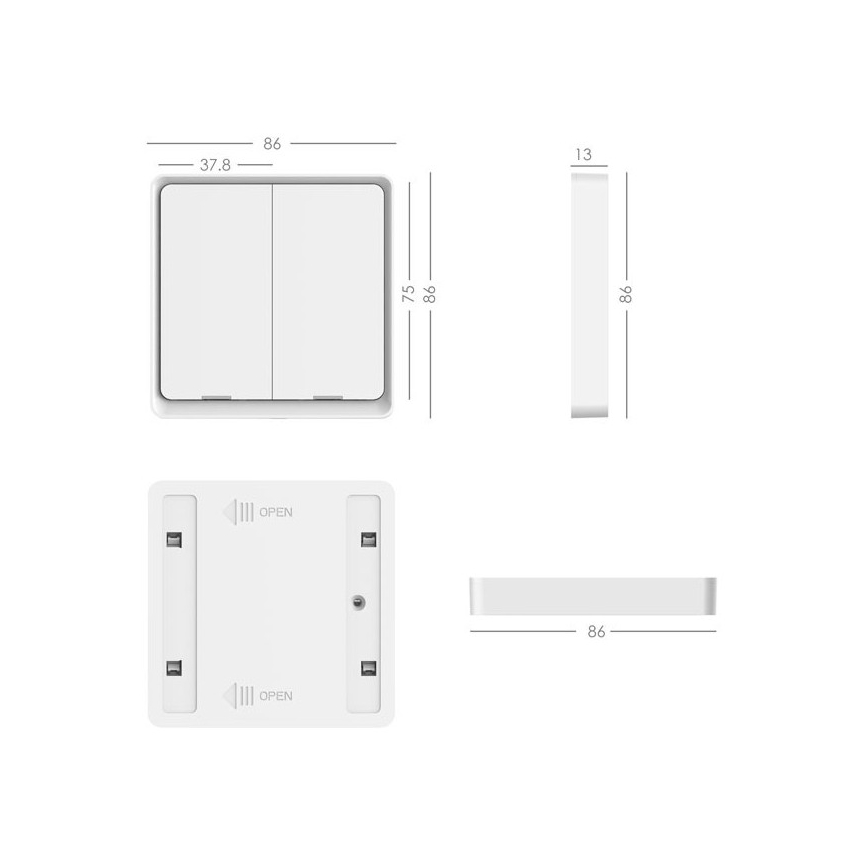 Immax NEO 07507C - SET 3x Strömbrytare 2-knappar SMART 3xCR2430 Zigbi 3.0 Tuya