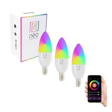 Immax NEO 07716C - KIT 3x LED RGB+CCT Ljusreglerad glödlampa E14/5,5W/230V Wi-Fi Tuya 2700K