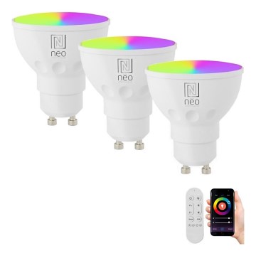 Immax NEO 07724CDO - KIT 3x LED RGB+CCT Ljusreglerad glödlampa GU10/6W/230V 2700-6500K Wi-Fi Tuya + fjärrkontroll