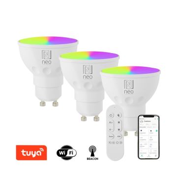 Immax NEO 07724CDO - KIT 3x LED RGB+CCT Ljusreglerad glödlampa GU10/6W/230V 2700-6500K Wi-Fi Tuya + fjärrkontroll