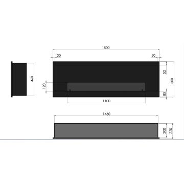 InFire - Built-in BIO fireplace 150x50 cm 4,2kW svart