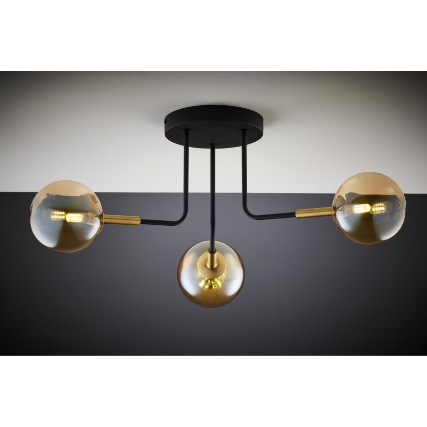 Jupiter 2037 - Pendelkrona BURANO 3xG9/10W/230V svart/guld/beige