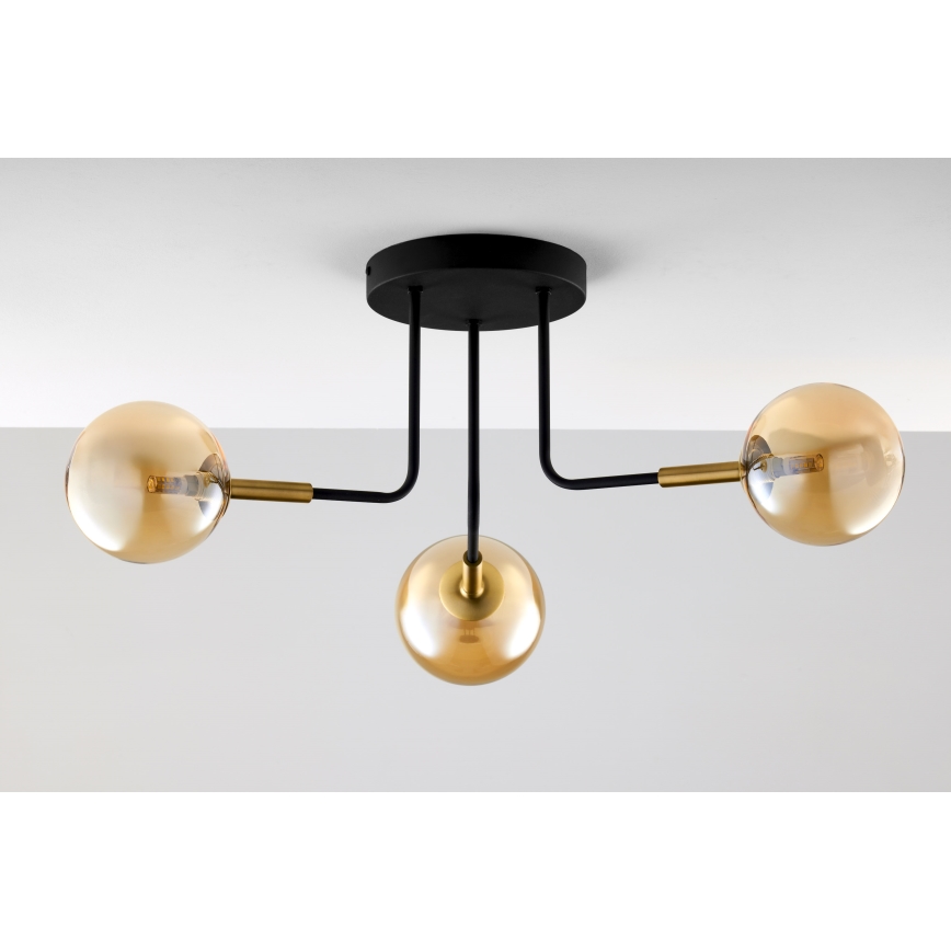 Jupiter 2037 - Pendelkrona BURANO 3xG9/10W/230V svart/guld/beige