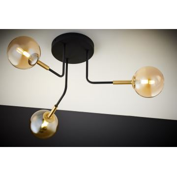 Jupiter 2037 - Pendelkrona BURANO 3xG9/10W/230V svart/guld/beige