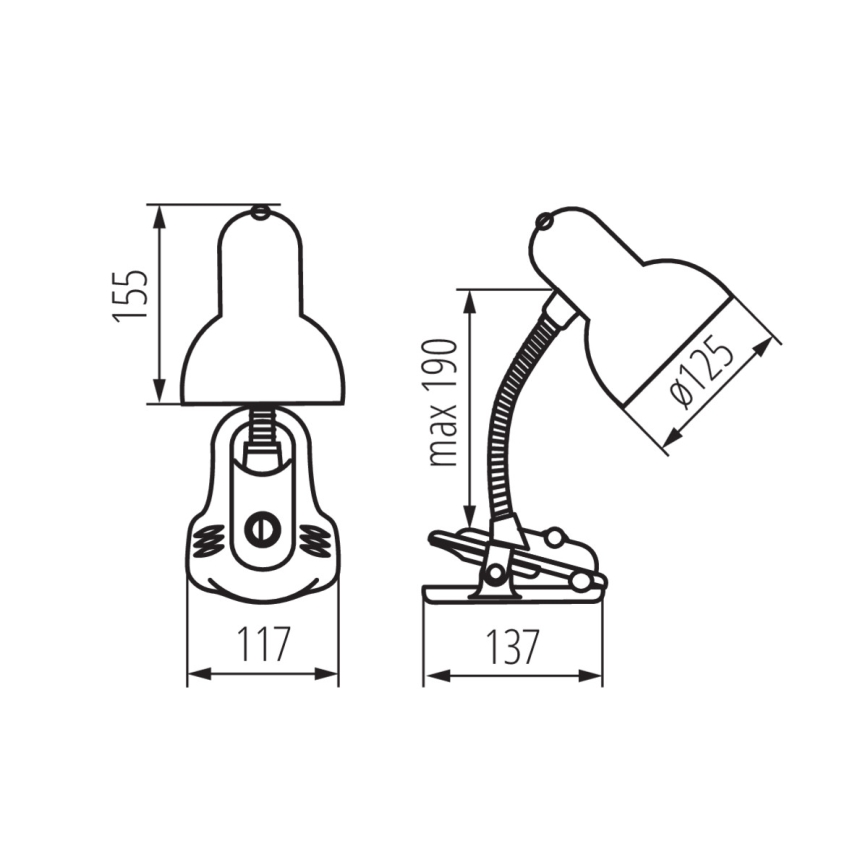 Bordslampa with a clip SUZI 1xE27/40W/230V svart