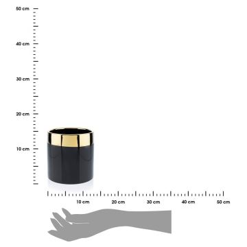 Keramisk blomkruka CINDY 13x13 cm svart/guld