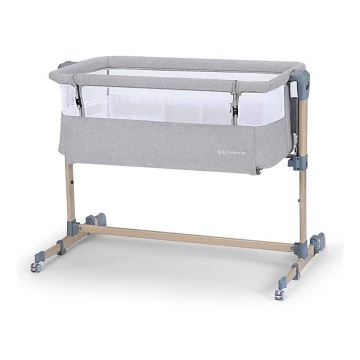 KINDERKRAFT - Bedside crib NESTE ljusgrå/trä