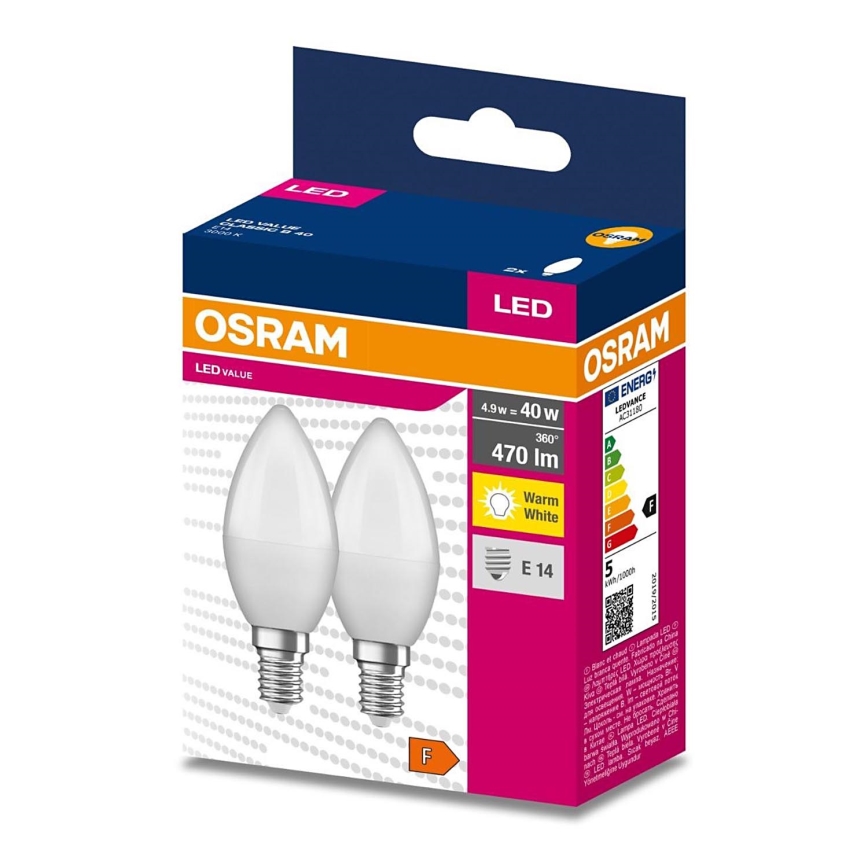 KIT 2x LED glödlampa B35 E14/4,9W/230V 3000K - Osram