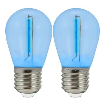 KIT 2x LED glödlampa PARTY E27/0,3W/36V blå