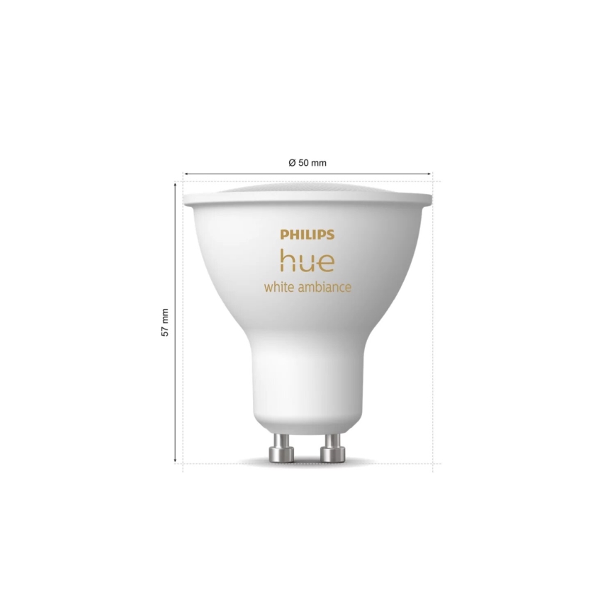 KIT 2x LED Ljusreglerad glödlampa Philips Hue WHITE AMBIANCE GU10/4,2W/230V 2200-6500K