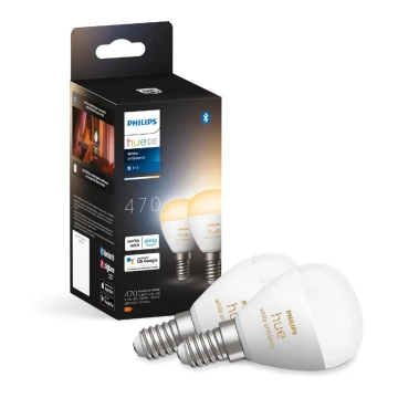 KIT 2x LED Ljusreglerad glödlampa Philips Hue WHITE AMBIANCE P45 E14/5,1W/230V 2200-6500K