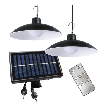 KIT 2x LED Pendellampa med solceller med skymningssensor LED/6W/3,7V 2000 mAh IP44 + fjärrkontroll