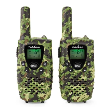 KIT 2x Walkie-talkie with LED-lampa 3xAAA range 8 km camouflage