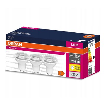 KIT 3x LED glödlampa PAR16 GU10/2,8W/230V 2700K 60° - Osram