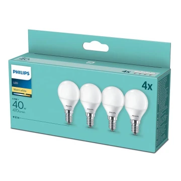 KIT 4x LED glödlampa Philips P45 E14/5,5W/230V 2700K