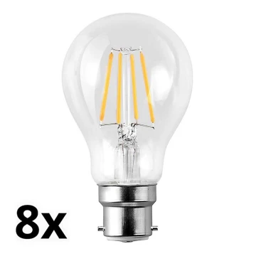KIT 8x LED glödlampa A60 B22/7W/230V 2700K