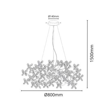 Kristallkrona med textilsladd 16xG9/40W/230V färgrik