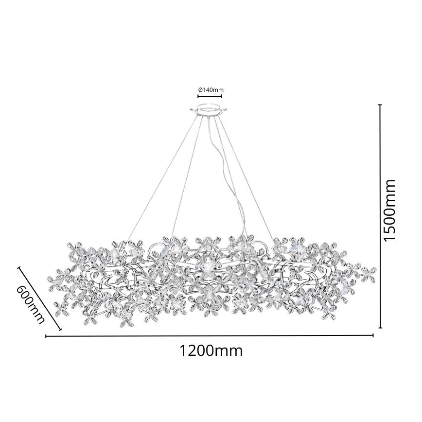 Kristallkrona med textilsladd 16xG9/40W/230V färgrik