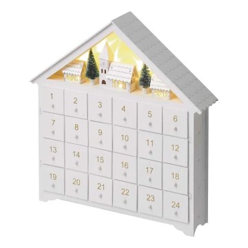 LED adventskalender 8xLED/2xAA vit