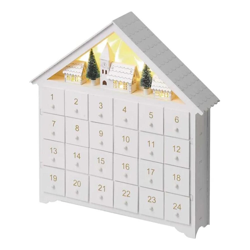 LED adventskalender 8xLED/2xAA vit