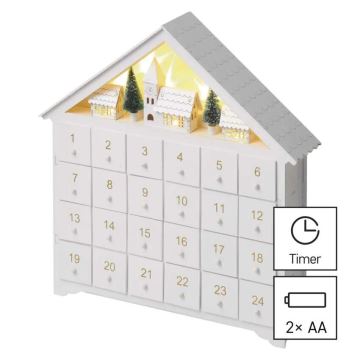 LED adventskalender 8xLED/2xAA vit