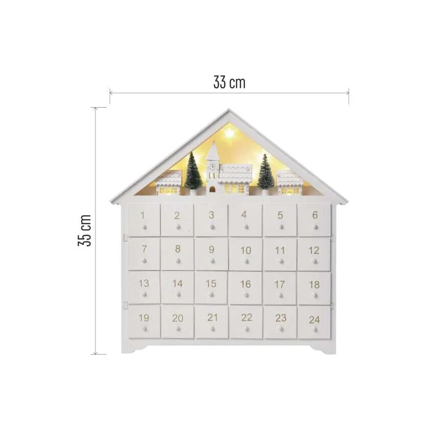 LED adventskalender 8xLED/2xAA vit