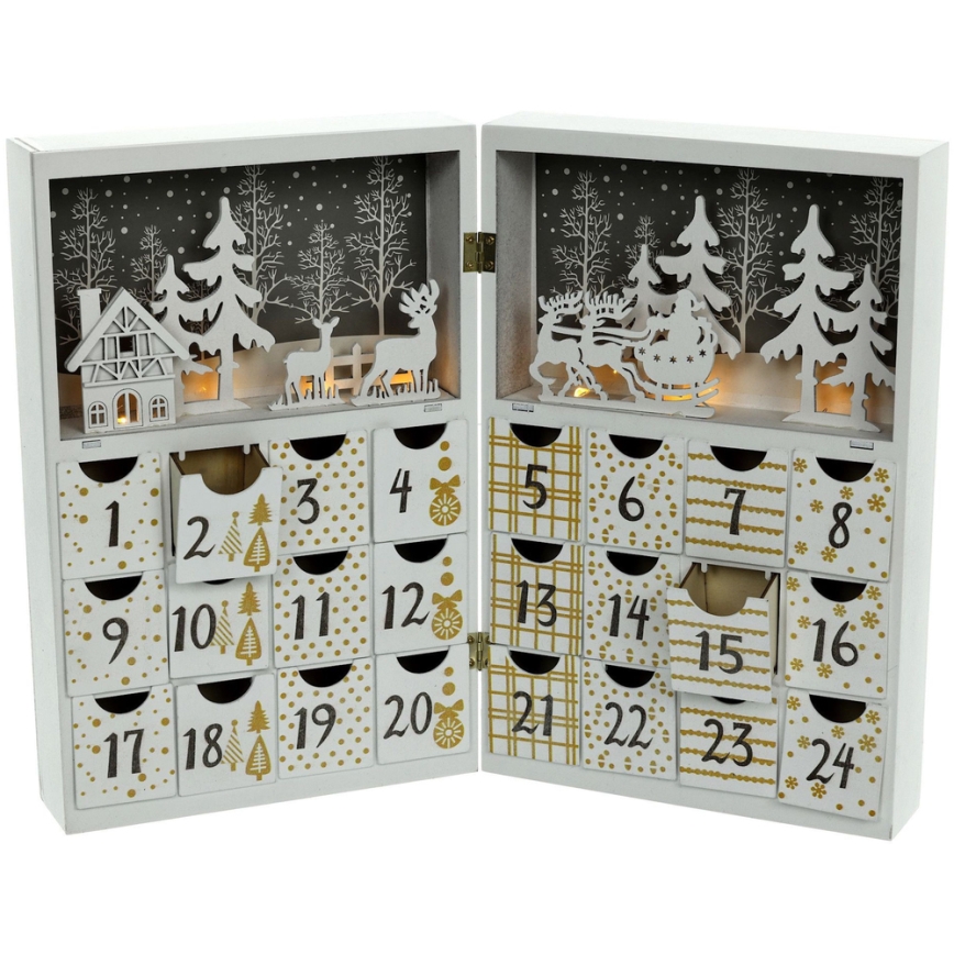 LED adventskalender LED/2xAAA varm vit