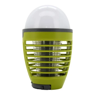 LED Bärbar uppladdningsbar lampa med insektsfälla LED/2W/3,7V 1800 mAh IPX4 grön