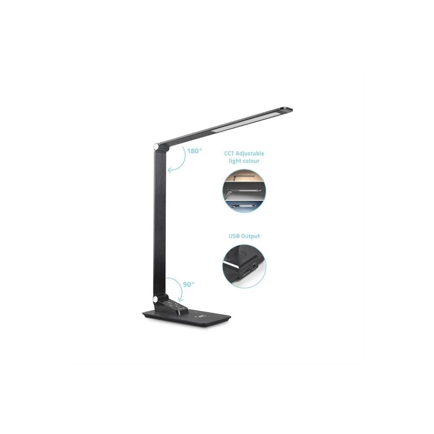 LED Dimbar bordslampa med USB LED/7W/230V 3000K/4000K/5500K svart