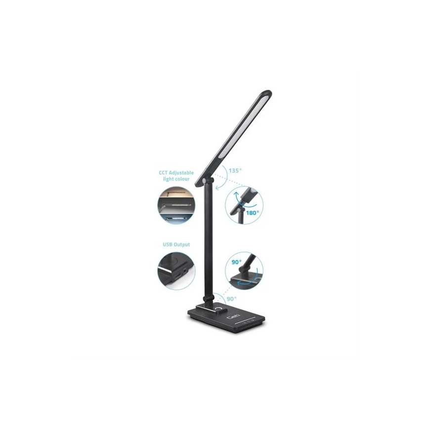 LED Dimbar bordslampa med USB LED/9W/230V 3000K/4000K/5500K svart