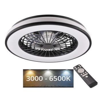 LED Dimbar taklampa med fläkt LED/48W/230V 3000-6500K svart + fjärrkontroll