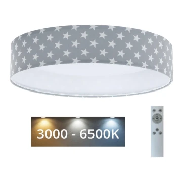 LED Dimbar taklampa SMART GALAXY KIDS LED/24W/230V 3000-6500K stjärnor grå/vit + fjärrkontroll