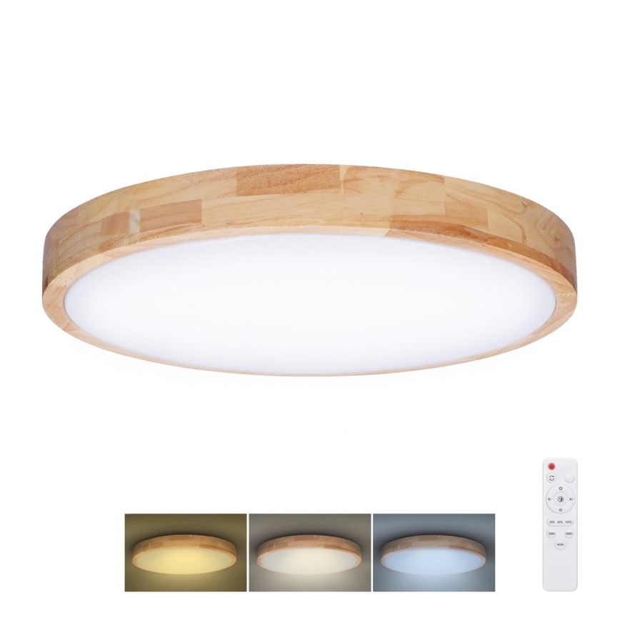 LED Dimbar taklampa SOLID OAK LED/48W/230V 3000-6500K ek diameter 39 cm + fjärrkontroll