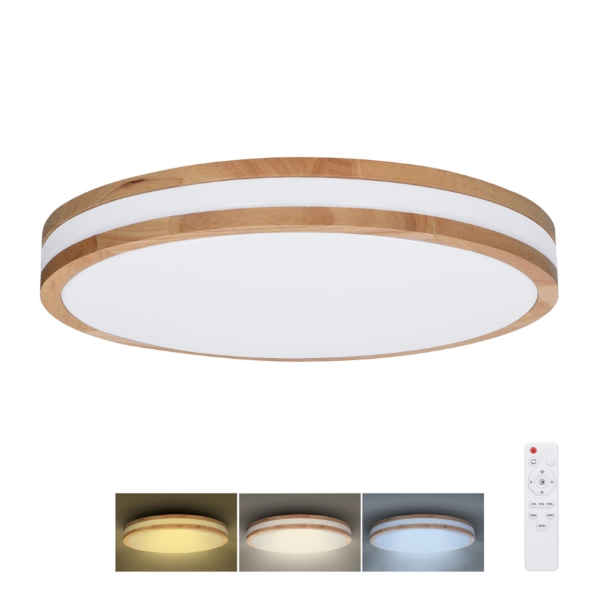 LED Dimbar taklampa WOODY LED/48W/230V 3000-6500K ek diameter 38 cm + fjärrkontroll