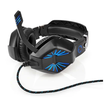 LED Gaming headphones med en microphone svart/blå
