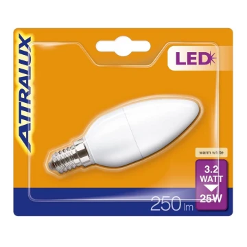 LED glödlampa B35 E14/3,2W/230V 2700K - Attralux