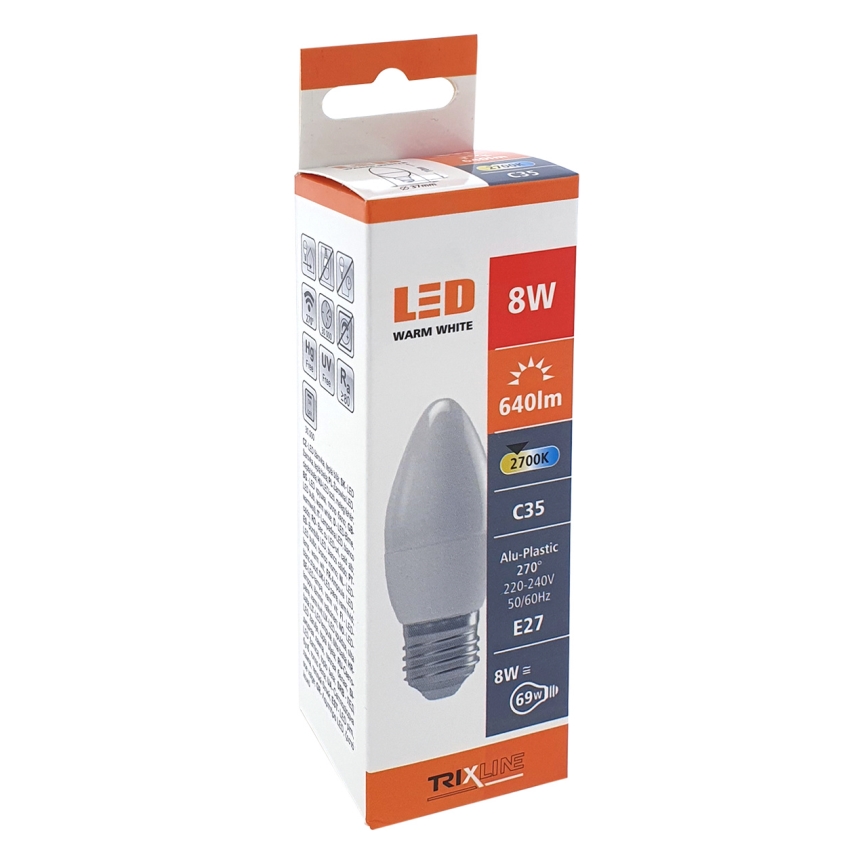 LED glödlampa C35 E27/8W/230V 2700K