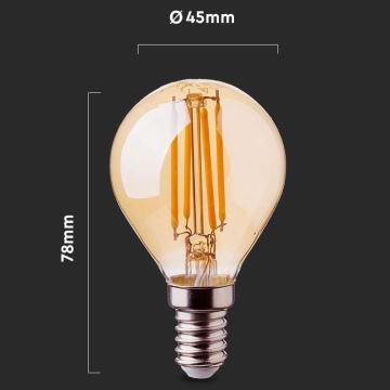 LED glödlampa FILAMENT AMBER P45 E14/4W/230V 2200K