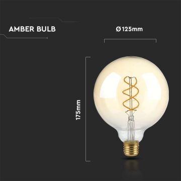 LED glödlampa FILAMENT G125 E27/4,8W/230V 1800K