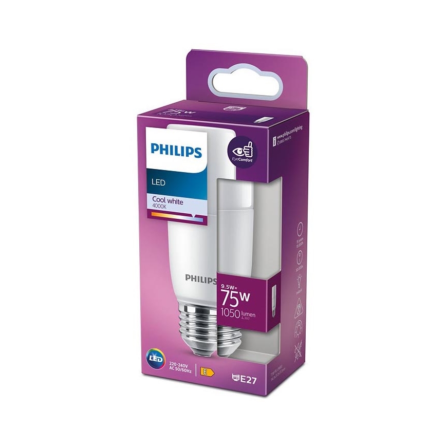 LED Glödlampa Philips E27/9,5W/230V 4000K