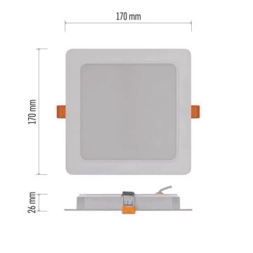 LED infälld belysning  LED/18W/230V 17x17 cm vit