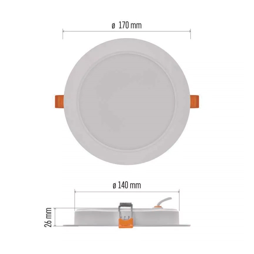 LED infälld belysning  LED/18W/230V diameter 17 cm vit