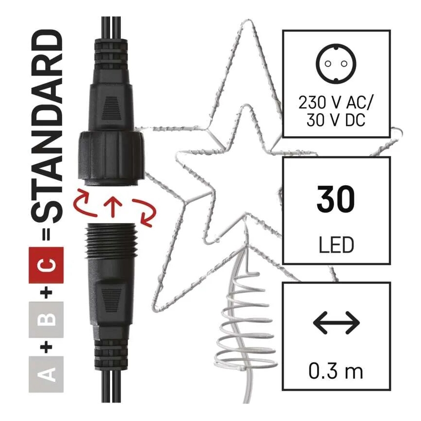 LED juldekoration för utomhusbruk 30xLED/4W/30V IP44 kall vit