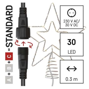 LED juldekoration för utomhusbruk 30xLED/4W/30V IP44 varm vit