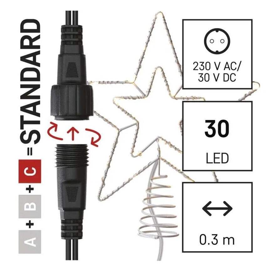 LED juldekoration för utomhusbruk 30xLED/4W/30V IP44 varm vit