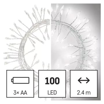 LED Julkedja 100xLED/3xAA 2,7 m kall vit