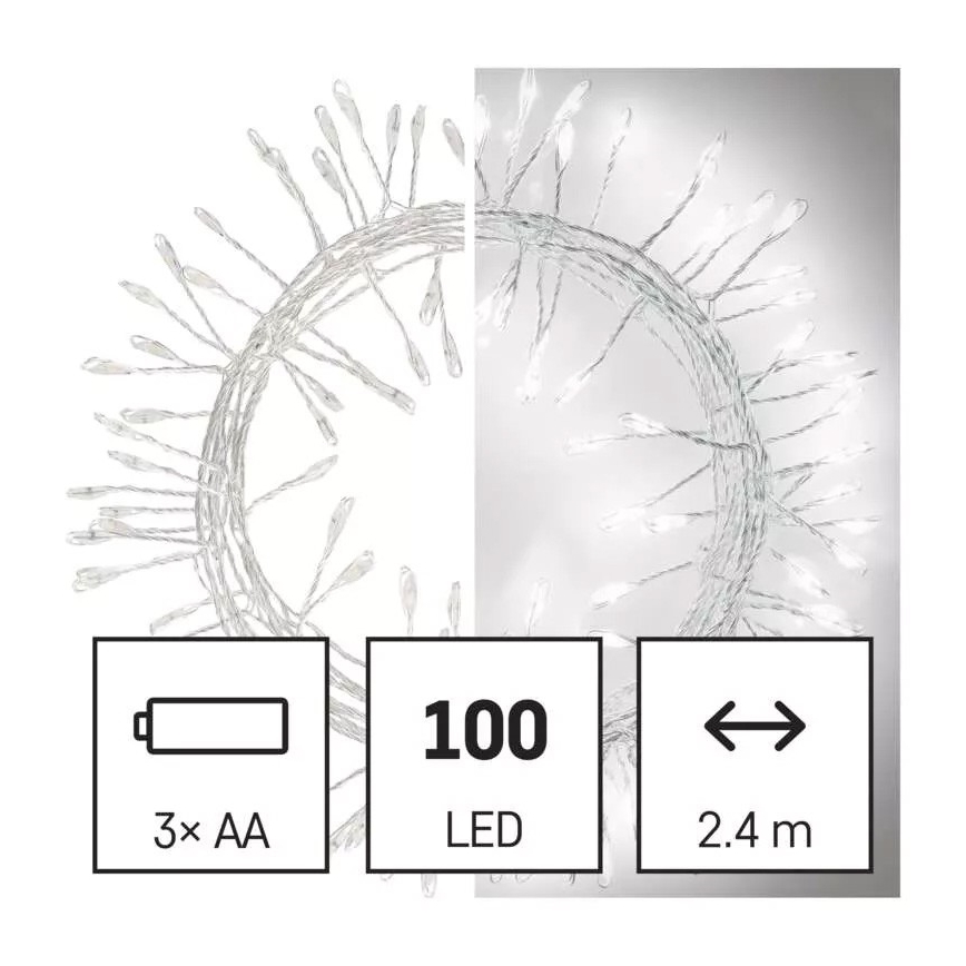 LED Julkedja 100xLED/3xAA 2,7 m kall vit