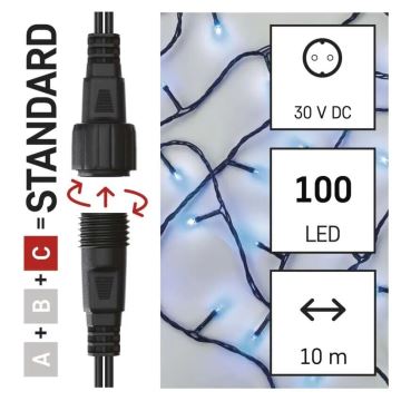 LED julkedja för utomhusbruk 100xLED/10m IP44 blå