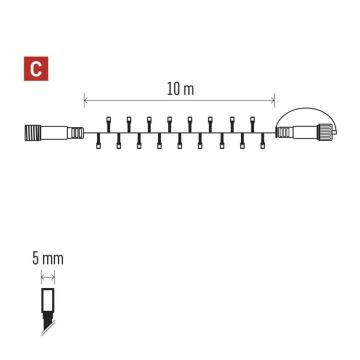 LED julkedja för utomhusbruk 100xLED/10m IP44 blå